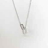 S925 Sterling Silver Rectangular Buckle Necklace for Women