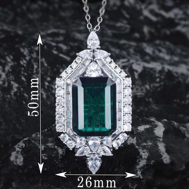 Emerald Rectangular Necklace - Women's Jewelry for Holiday Gift