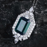 Emerald Rectangular Necklace - Women's Jewelry for Holiday Gift