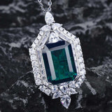 Emerald Rectangular Necklace - Women's Jewelry for Holiday Gift