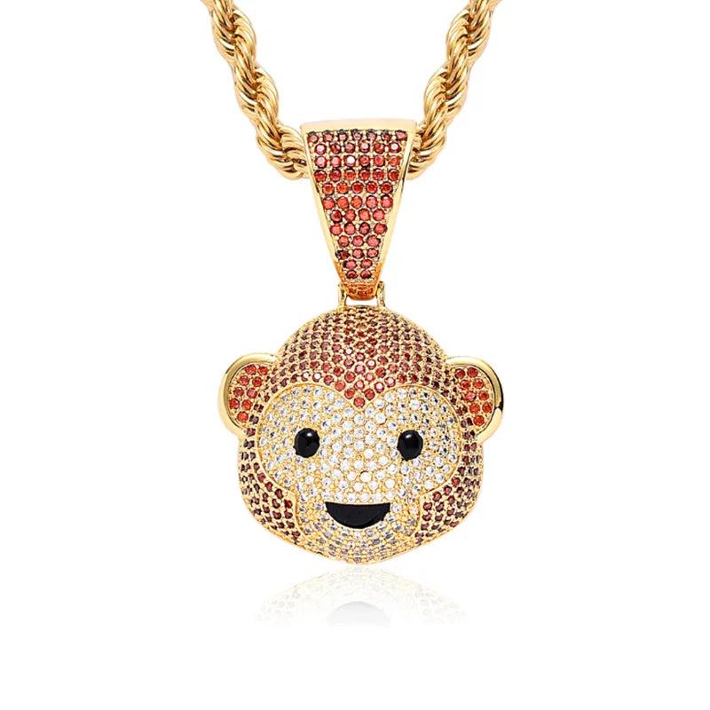 Ice Out Monkey Pendant Hip Hop Chain Necklace