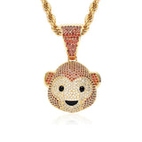 Ice Out Monkey Pendant Hip Hop Chain Necklace