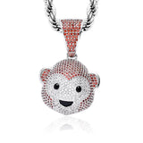 Ice Out Monkey Pendant Hip Hop Chain Necklace