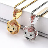 Ice Out Monkey Pendant Hip Hop Chain Necklace