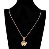 Ice Out Monkey Pendant Hip Hop Chain Necklace