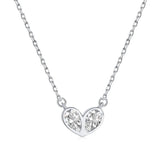 S925 Silver Pink Heart Necklace with Zircon Jewelry for Women