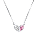 S925 Silver Pink Heart Necklace with Zircon Jewelry for Women