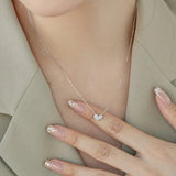 S925 Silver Pink Heart Necklace with Zircon Jewelry for Women