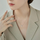 S925 Silver Pink Heart Necklace with Zircon Jewelry for Women