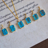 925 Silver Necklace Rectangle Cut Diamond Pendant Clavicle Chain Jewelry