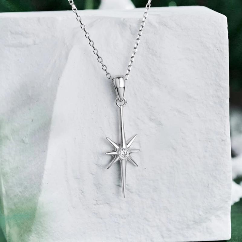 S925 Sterling Silver Sun Necklace with Zircon Jewelry
