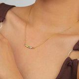 S925 Sterling Silver Multicolored Zircon Necklace Women Jewelry