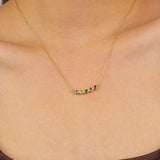 S925 Sterling Silver Multicolored Zircon Necklace Women Jewelry