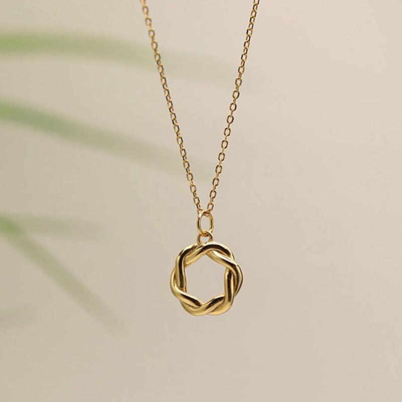 S925 Silver Circle Necklace Twist Pendant Jewelry for Women Girls