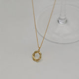 S925 Silver Circle Necklace Twist Pendant Jewelry for Women Girls