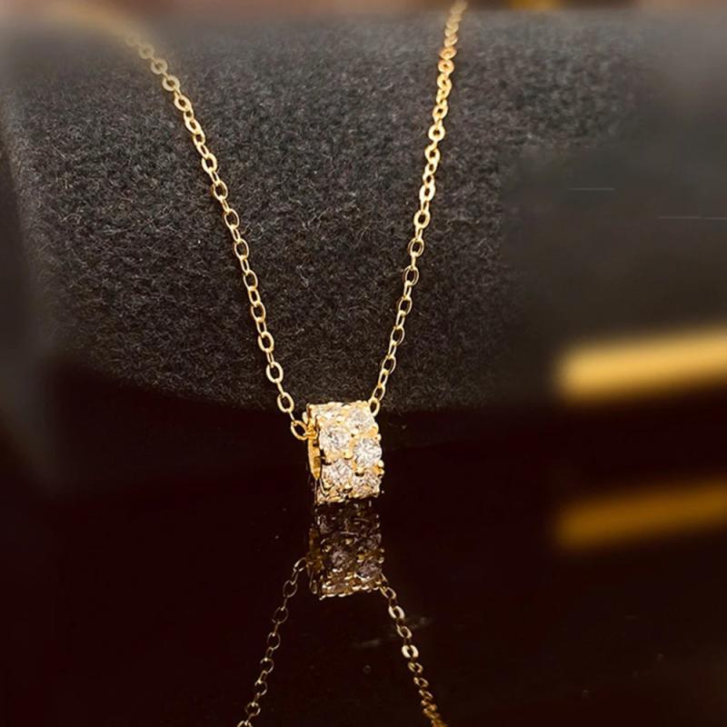 S925 Sterling Silver Cylinder Necklace Women Necklace Diamond Pendants
