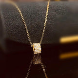 S925 Sterling Silver Cylinder Necklace Women Necklace Diamond Pendants