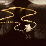 S925 Sterling Silver Cylinder Necklace Women Necklace Diamond Pendants