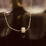 S925 Sterling Silver Cylinder Necklace Women Necklace Diamond Pendants