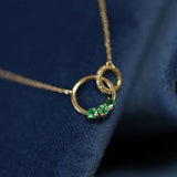 S925 Silver Necklace Women Double Ring Circle Necklaces Pendants
