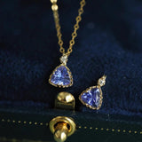 Sterling Silver Triangle Necklace Women Necklace Diamond Pendants