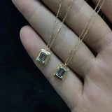 925 Silver Rectangle Necklace with Diamond Pendant for Women