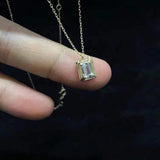 925 Silver Rectangle Necklace with Diamond Pendant for Women