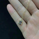 925 Silver Rectangle Necklace with Diamond Pendant for Women