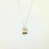 925 Silver Rectangle Necklace with Diamond Pendant for Women
