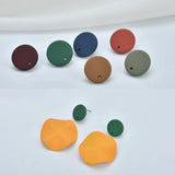 Vintage Matte Leather Resin Embossed Round Earring Accessories DIY Ear Jewelry