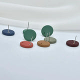 Vintage Matte Leather Resin Embossed Round Earring Accessories DIY Ear Jewelry