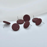 Vintage Matte Leather Resin Embossed Round Earring Accessories DIY Ear Jewelry