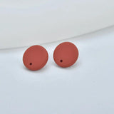 Vintage Matte Leather Resin Embossed Round Earring Accessories DIY Ear Jewelry