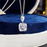 925 Silver Necklace Rectangle Cut Diamond Pendant