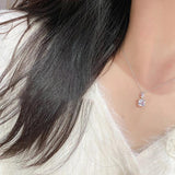 925 Silver Necklace Rectangle Cut Diamond Pendant