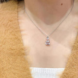925 Silver Necklace Rectangle Cut Diamond Pendant