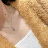 925 Silver Necklace Rectangle Cut Diamond Pendant