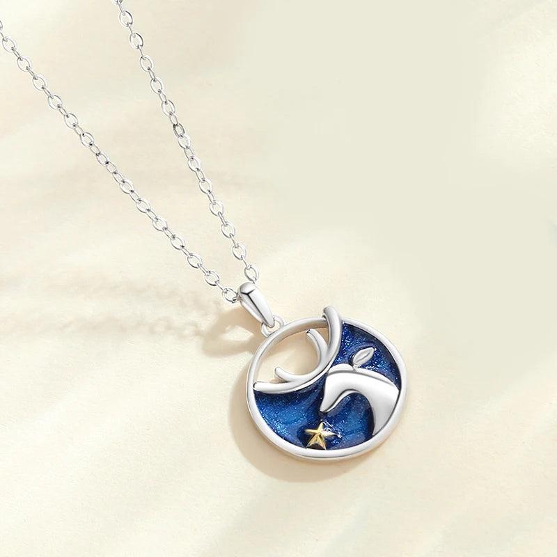 925 Silver Stars Necklace Glaze Collarbone Chain Fine Jewelry Christmas Gift