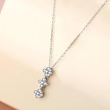 S925 Love Clover Necklace Rose Diamond Heart Pendant