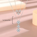 S925 Love Clover Necklace Rose Diamond Heart Pendant