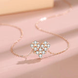 S925 Love Clover Necklace Rose Diamond Heart Pendant
