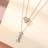 S925 Love Clover Necklace Rose Diamond Heart Pendant