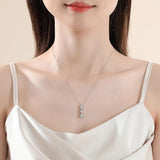 S925 Love Clover Necklace Rose Diamond Heart Pendant