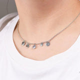 925 Silver Heart Charms Chokers Necklace