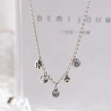 925 Silver Heart Charms Chokers Necklace