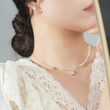 S925 Sterling Silver Pearl Necklaces choker Butterfly Pendants
