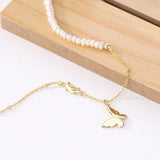 S925 Sterling Silver Pearl Necklaces choker Butterfly Pendants