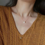 925 Silver Square Necklace Diamond Pendants Jewelry Women Clavicle Chain