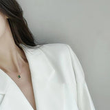 925 Silver Square Necklace Diamond Pendants Jewelry Women Clavicle Chain