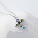 S925 Rainbow Cross Necklace Women Zircon Jewelry